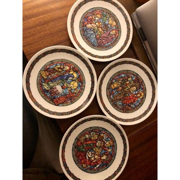 4 D’Arceau Limoges NOEL VITRAIL Stained Glass Religious Christmas Plates 1976-79 - Picture 10 of 10